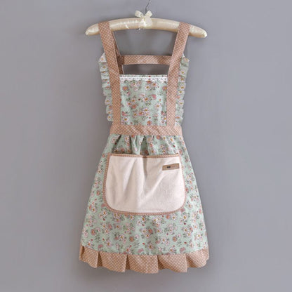 Cooking Aprons Cotton Canvas Floral Home Kitchen Fashion Thin Breathable 65x65cm