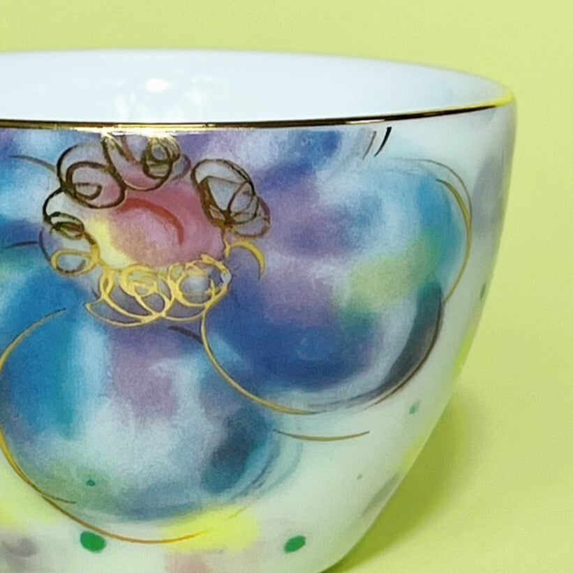 Hand Painted Tea Pot + 2 Matching Tea Cups Thin Glaze Porcelain Pot With Infuser