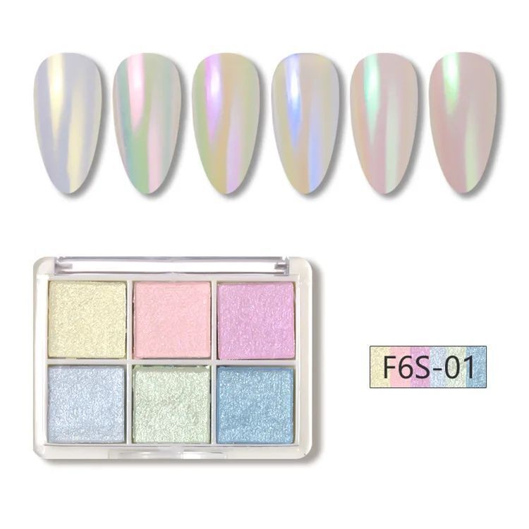 Nail Art Glitters 6 Colors Powder Metallic Laser Holographic Pigment Dust Polish