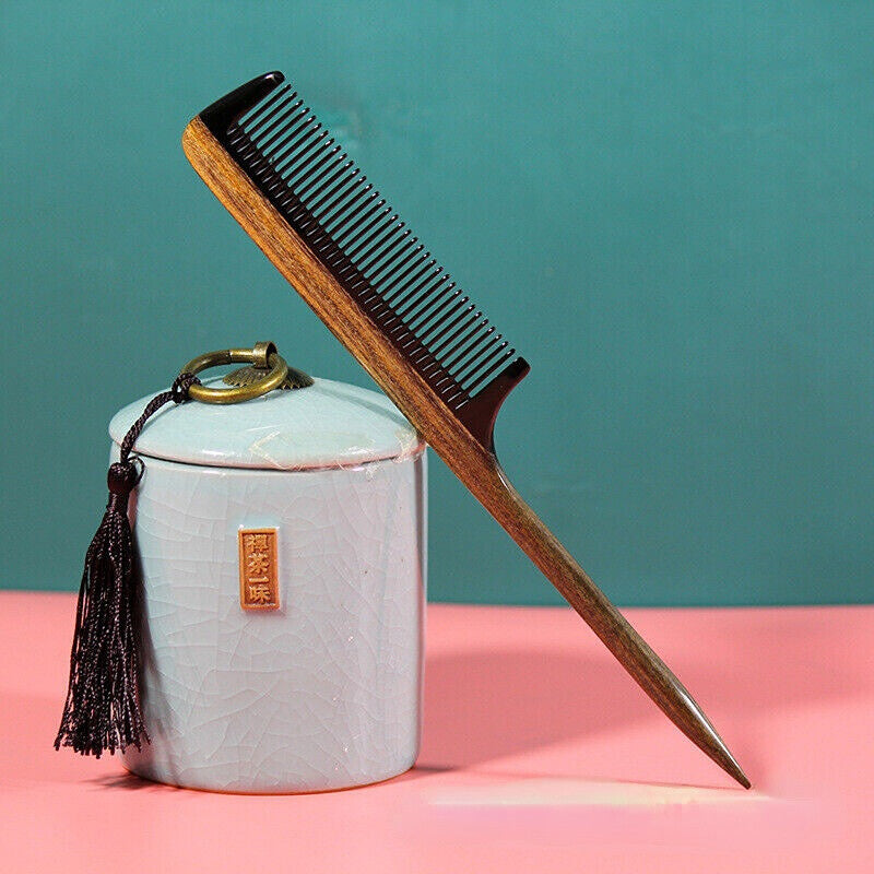 Antistatic Natural Rat Tail Comb Black Buffalo Comb Wooden Hair Comb