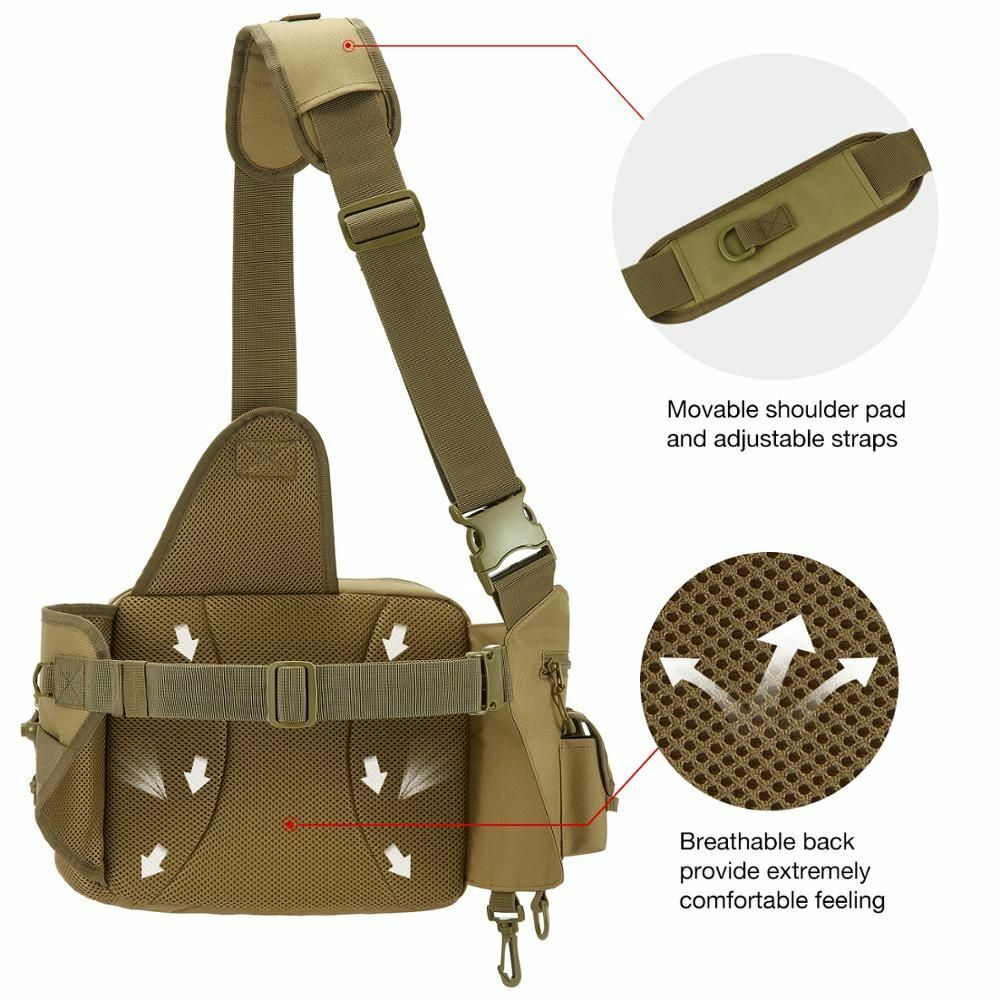 Fishing Bag Multifunctional Tackle Nylon Outdoor Water-resistant Sling Reel Lure