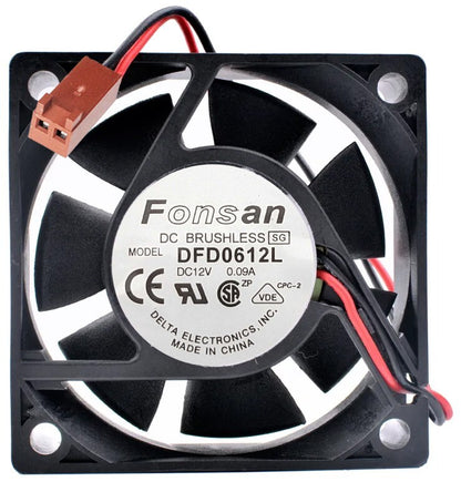 Small 12V DC Brushless Fan 60x60x20mm, 2 Wire, 31 CFM, Ball Bearing (DFD0612L)