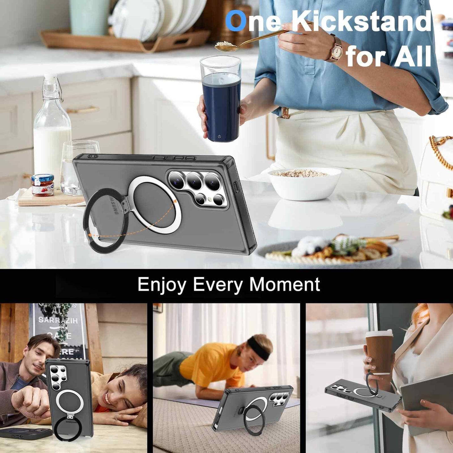 For Samsung Galaxy S25 Ultra/S25+/S25 Case with Magnetic Invisible Ring Stand