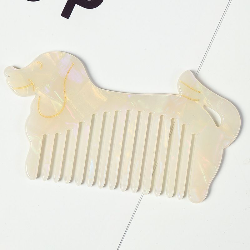 Women Hair Comb 12cm Acetic Acid Sheet Hollow Out Puppy Wide Tooth Girl Hairwear