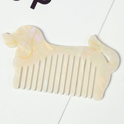 Women Hair Comb 12cm Acetic Acid Sheet Hollow Out Puppy Wide Tooth Girl Hairwear