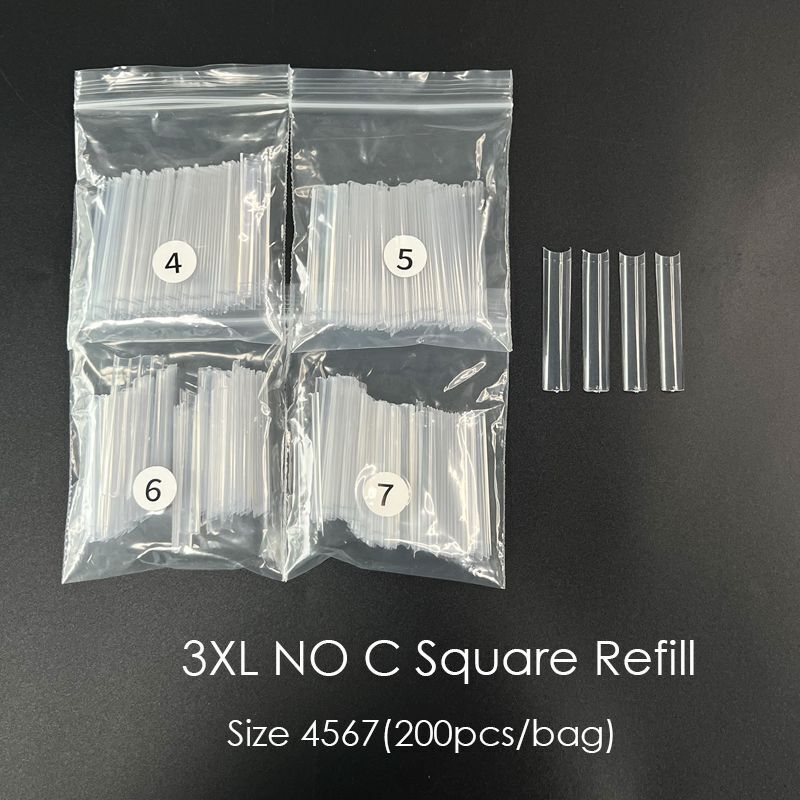 False Nail Art Tip ABS Refill Bag Curve XXL Coffin Square French Manicure 200Pcs