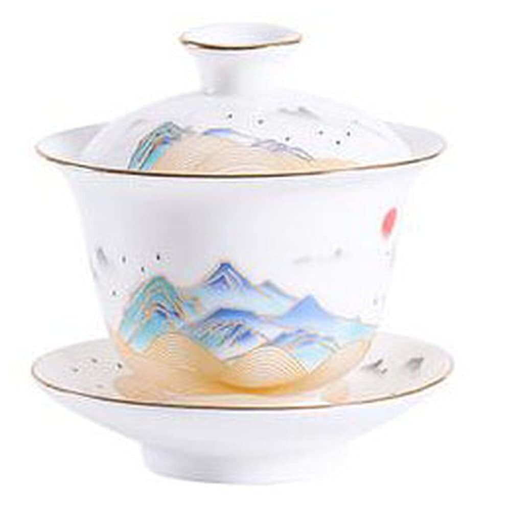 170ml Gaiwan Teacup Dehua Porcelain Bowl Kungfu Tea Set Tea Decor