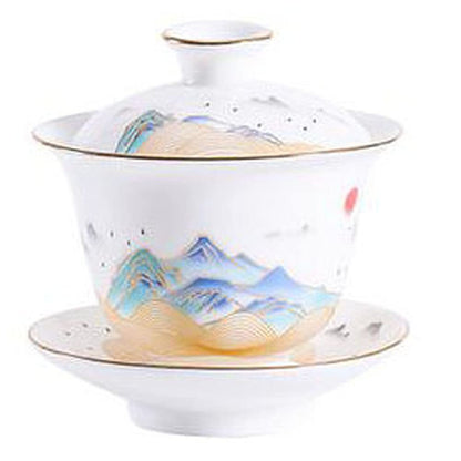 170ml Gaiwan Teacup Dehua Porcelain Bowl Kungfu Tea Set Tea Decor