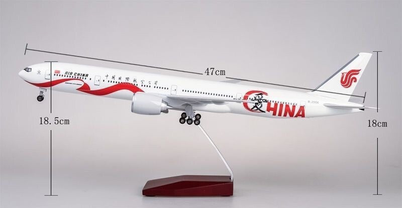 1:157 47CM AIR CHINA BOEING 777-300ER Plane Landing Gear Resin Aircraft Model