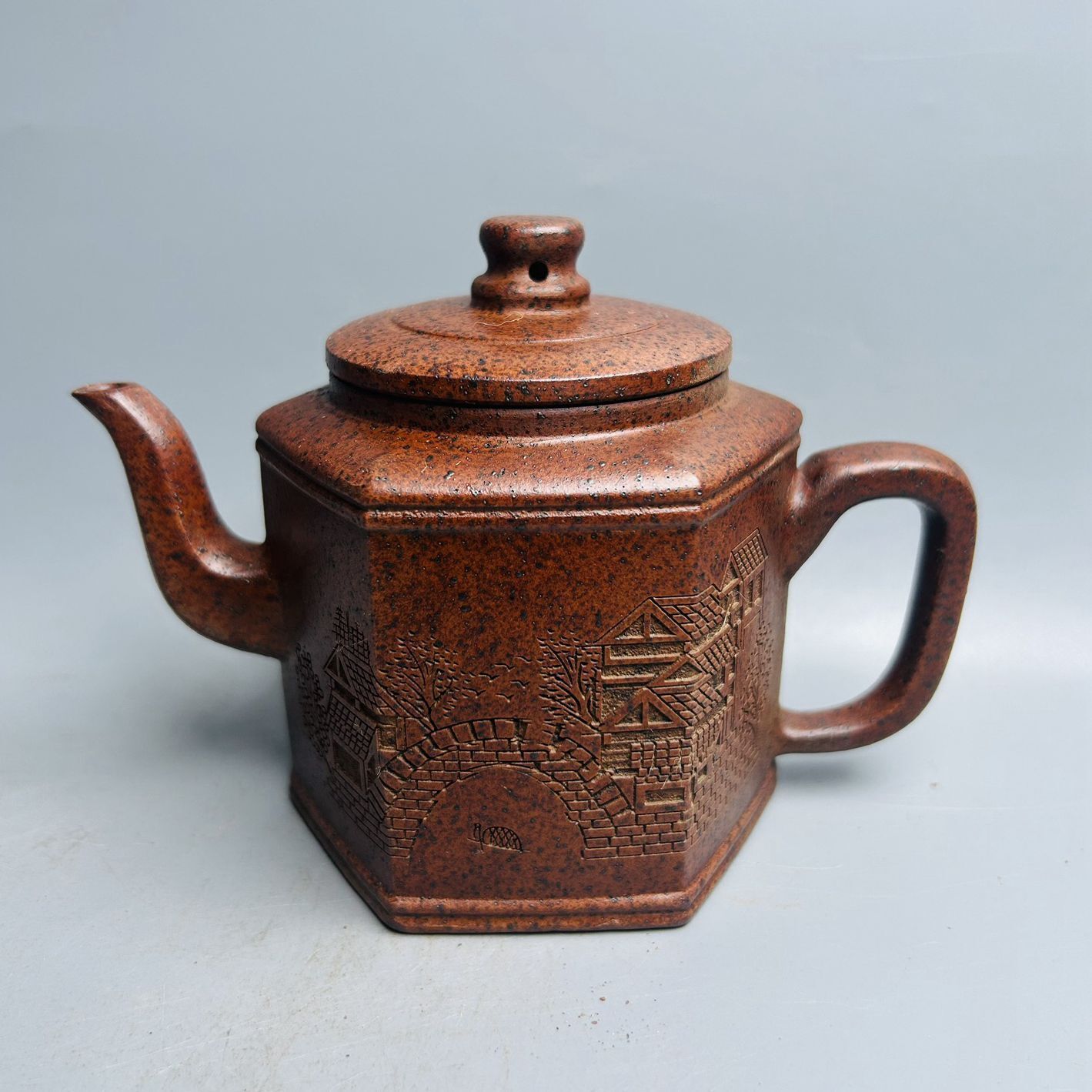 Vintage China Yixing Purple Clay Teapot Zisha Ceremony Carving Exquisite Teaware