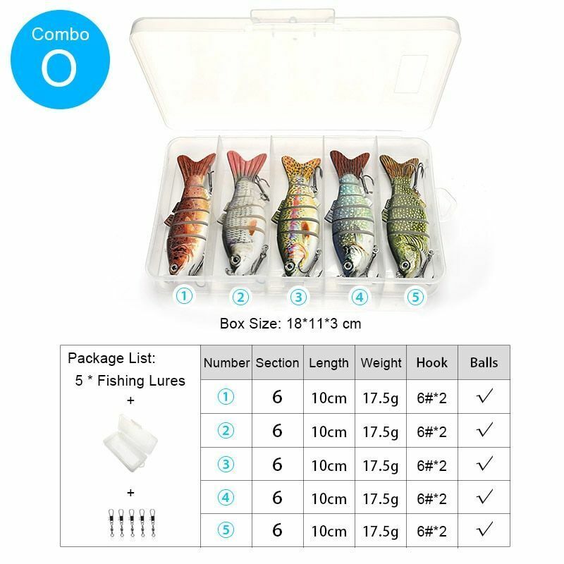 5Pcs/Set Sinking Wobblers Crankbaits Fishing Kit Artificial Hard Lures Swimbaits