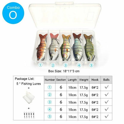 5Pcs/Set Sinking Wobblers Crankbaits Fishing Kit Artificial Hard Lures Swimbaits