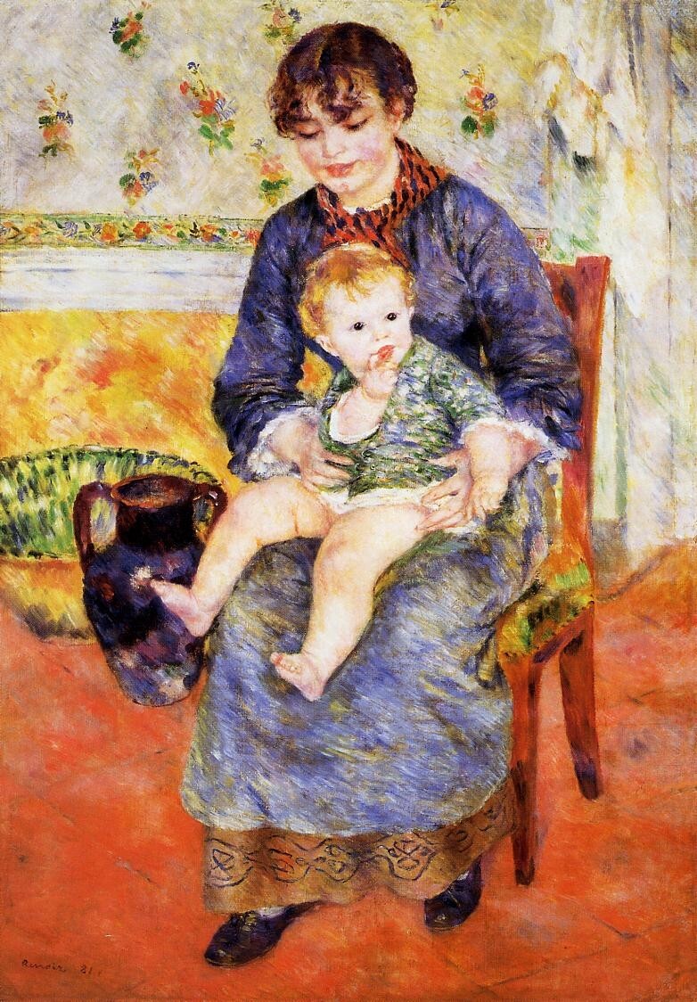 Dream-art Oil painting Mother-and-Child-1881-Pierre-Auguste-Renoir-Oil-Painting