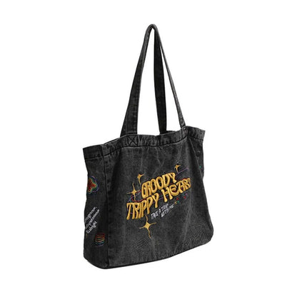 Retro Denim Jeans Tote Cool Girl Shoulder Bags Student Shopping Handbag