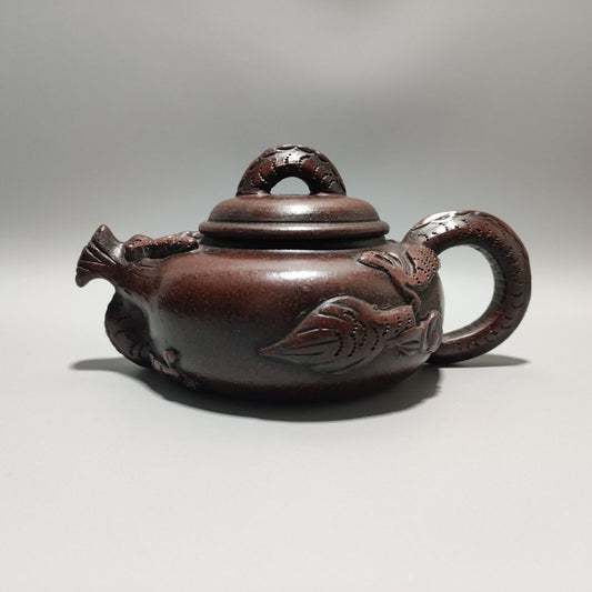 Vintage Chinese Yixing Purple Clay Teapot Zisha Ceramic Carving Dragon Teaware