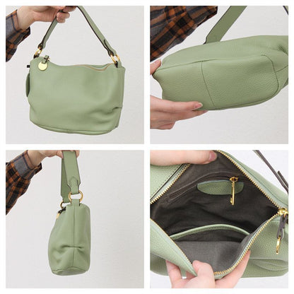 Soft Genuine Leather Handbags Bag Shoulder Bag Cowhide Crossbody Purse 27*9*18CM