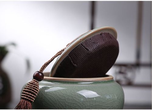 China Ceramic Container Jar Gourd Lotus Tea Caddy Tea Storage Canister Jar