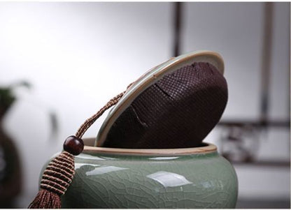 China Ceramic Container Jar Gourd Lotus Tea Caddy Tea Storage Canister Jar