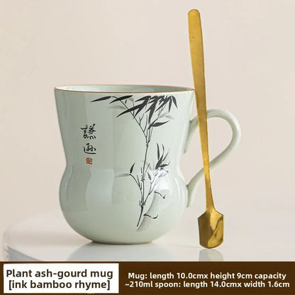 210ml Ceramic Plant Ash Water Cup Gourd Teacup Tea Mug Drinking Cup Coffee Cup
