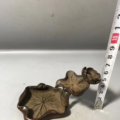 Chinese Bronze Lotus Flower “连年有鱼” Backflow Fragrance Statue Tea Pet Collection