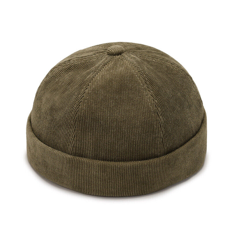Men's Beanie Hats Retro Brimless Hat Hip-hop Rolled Cuff Skullcap Sailor Caps*