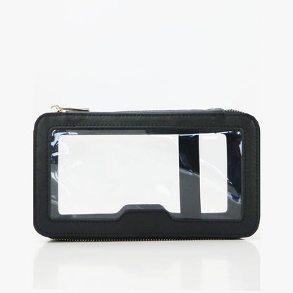 Leather Travel Cosmetic Bag Waterproof Makeup Storage Bag Clear 21.5*8*11.5 CM