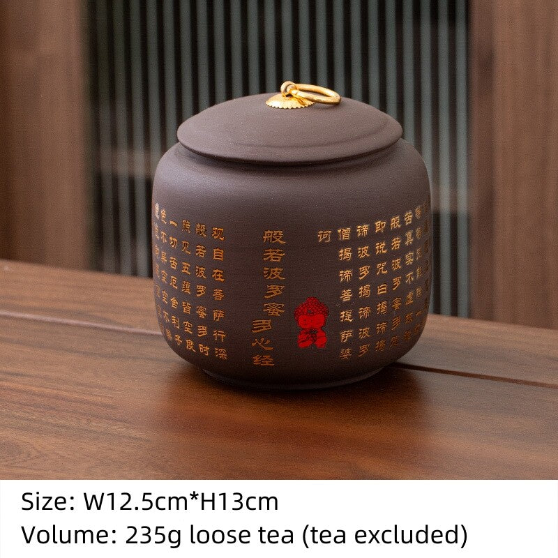 Sealed Tea Canister With Lid Small Yixing Zisha Purple Clay Jar For Loose Tea