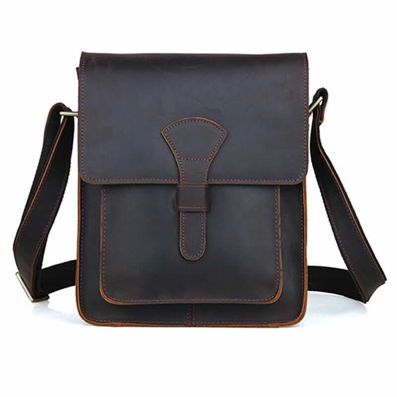 Men's Rustic Genuine Leather Messenger Shoulder Bag Small Cross Body Satchel Bag