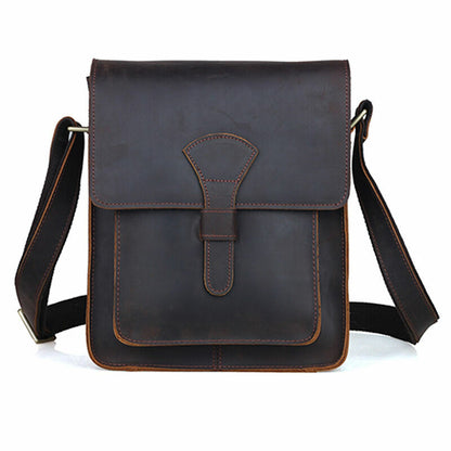 Men's Rustic Genuine Leather Messenger Shoulder Bag Small Cross Body Satchel Bag