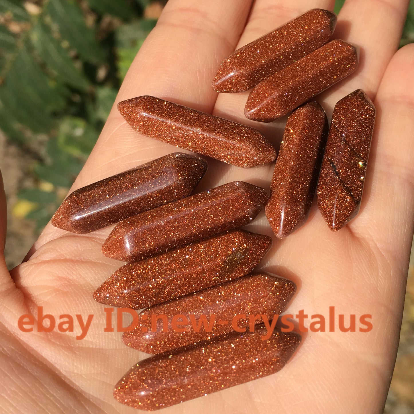5PC Red goldstone Obelisk pendant quartz Crystal Wand Double Point Healing