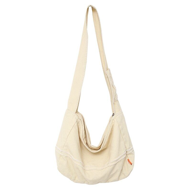Women Canvas Shoulder Bag Unisex Student School Bag Travel Shoulder Bag