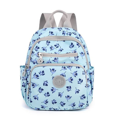 Small Backpack Flower Printing Shoulder Bag Waterproof Nylon Rucksack 20L Zipper