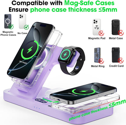 Dual Phone Wireless Charging Station for Apple Devices, Magnetic Charging Statio