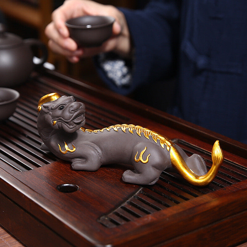 Chinese Mascot Yixing Zisha Tea Pet Purple Clay Table Decoration Wealth Bring