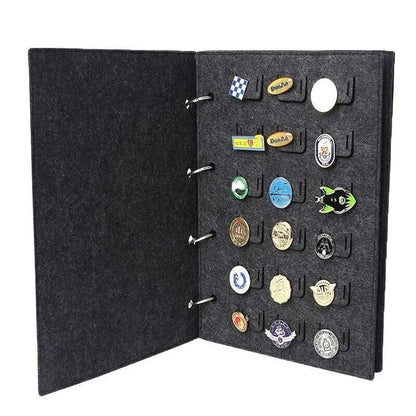 Felt Pin Brooch Display Storage Book Metal Badge Chest Organizer Box 20x2.5x26cm