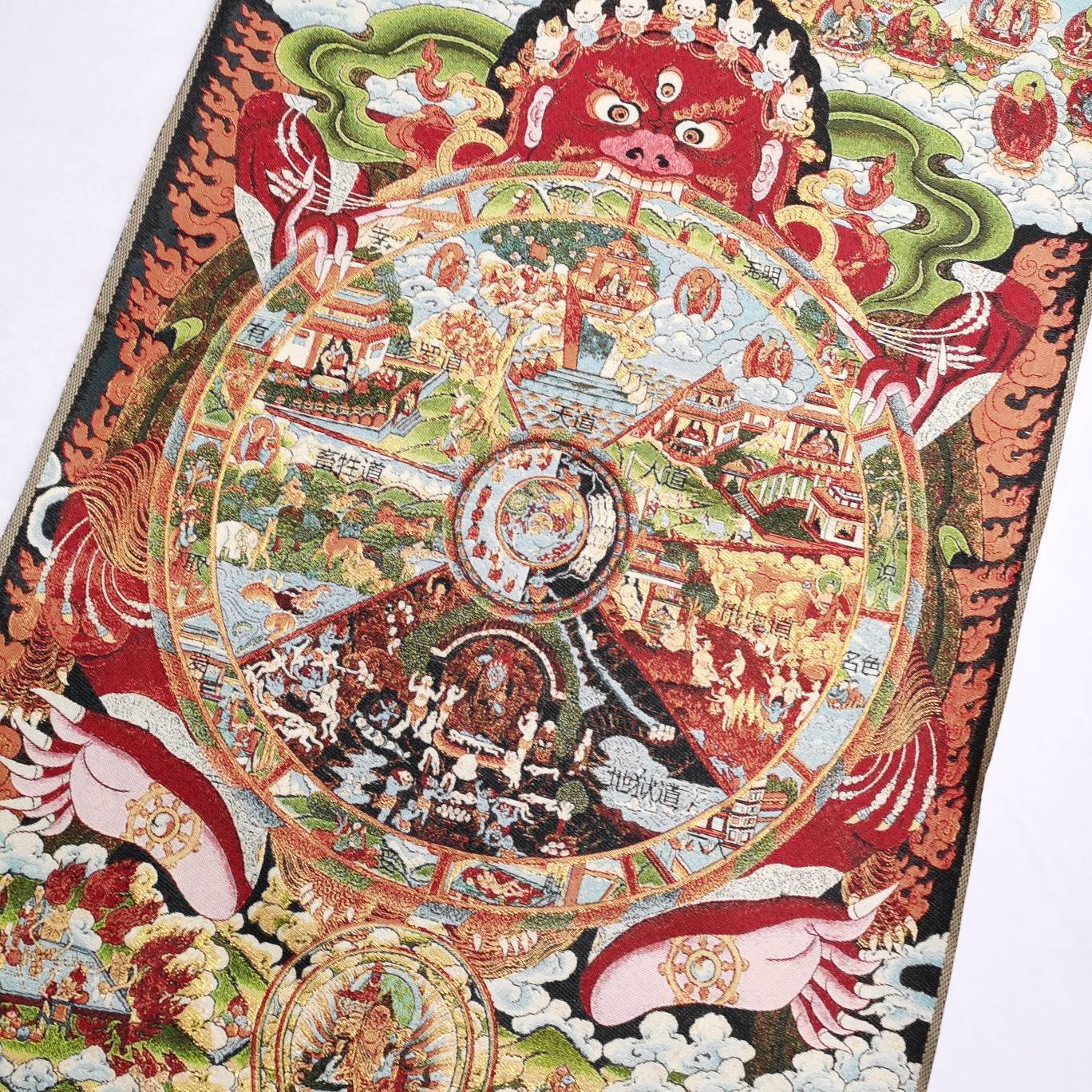 36" Tibet Tibetan Cloth Silk Buddhism 6 Weg Samsara Tangka Thangka Mural