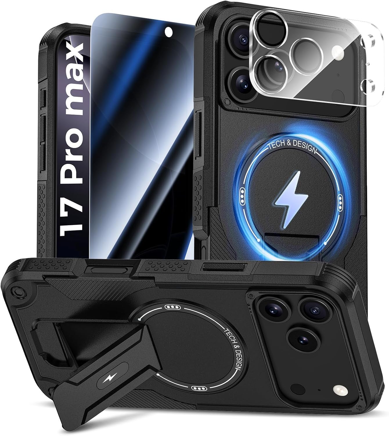 for Iphone 17 Pro Max Case with Privacy Tempered Glass Screen Protector & Camera