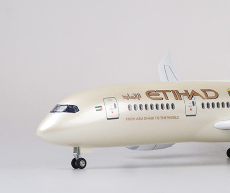 1:130 43CM ETIHAD BOEING 787 Passenger Plane Landing Gear Resin Aircraft Model