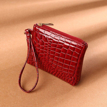 Synthetic Leather Wallet Clutch Bag Wrist Strap Handbag Cash Holder 19*11*1.5 Cm