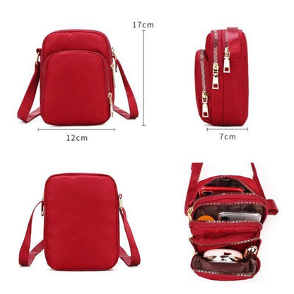Crossbody Zipper Mobile Phone Shoulder Bag Handbag Wrist Purse 12*6*17 CM Nylon