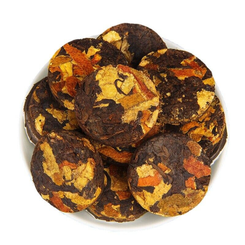 500g Yunnan Chenpi Pu'er Tea Cake Citrus Ripe Tea Black Tea Small Jade Cake