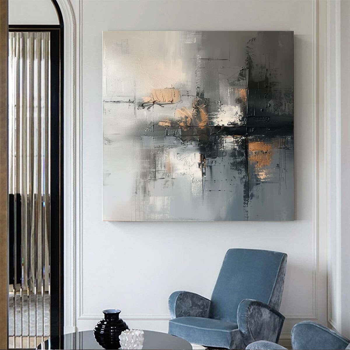 grey Hand Painted Abstract Painting Texture Acrylic Modern Art Oil Painting