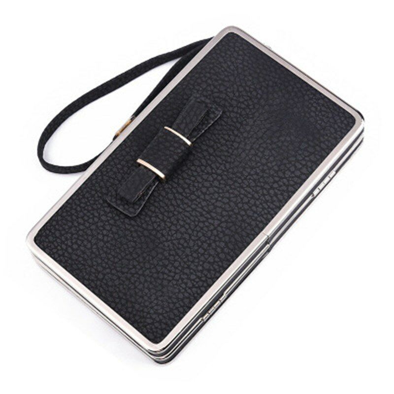 Women's PU Leather Wallet the Long Money Clamps Bag Clip Billfold Card Purse
