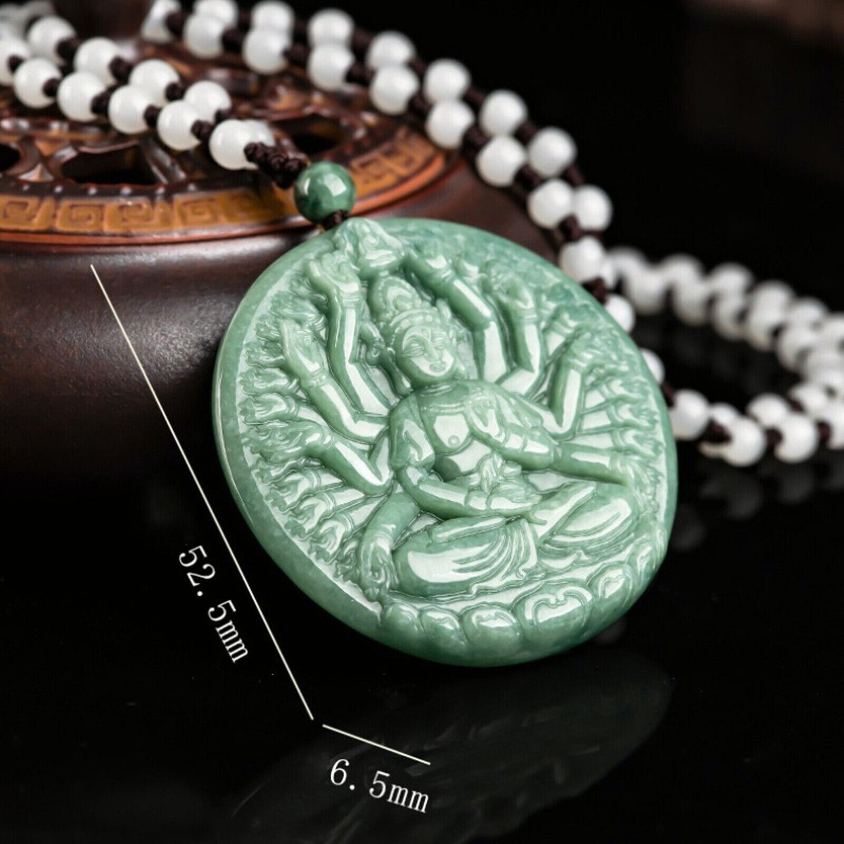 Natural Grade A Jadeite Green Thousand-handed Guanyin Buddha Pendant
