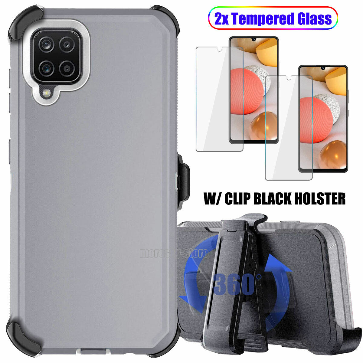 Case Clip Holster Cover,Tempered Glass Protector For Samsung Galaxy A42 5G