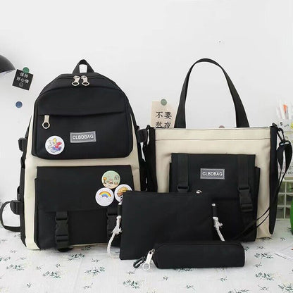 5Pcs Girls School Bag Set Women Girls Backpack Student Bookbag Travel Bag