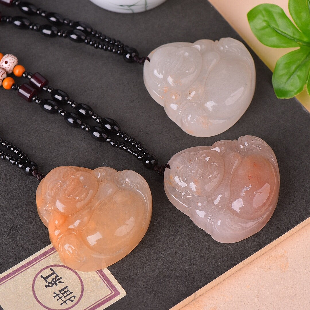 Jade Hand Carving Buddhism Potbelly Maitreya Buddha Pendant