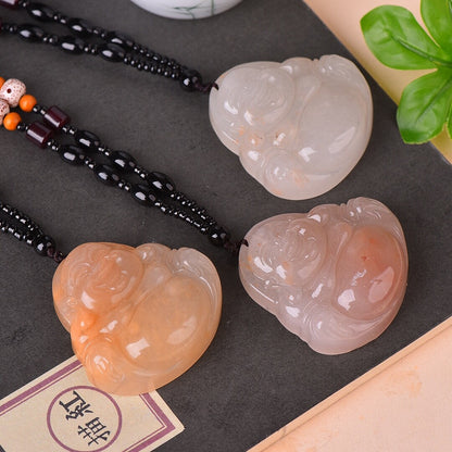 Jade Hand Carving Buddhism Potbelly Maitreya Buddha Pendant