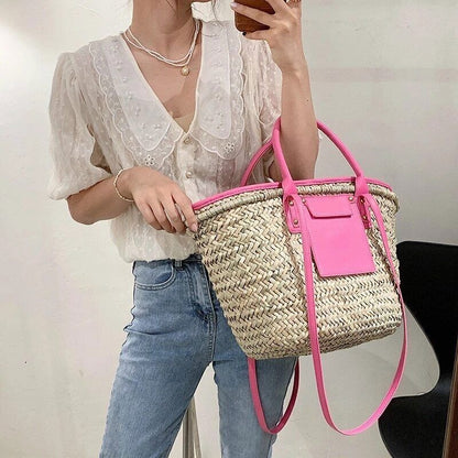 Women Woven Shoulder Crossbody Bag Woman Summer Beach Bag Big