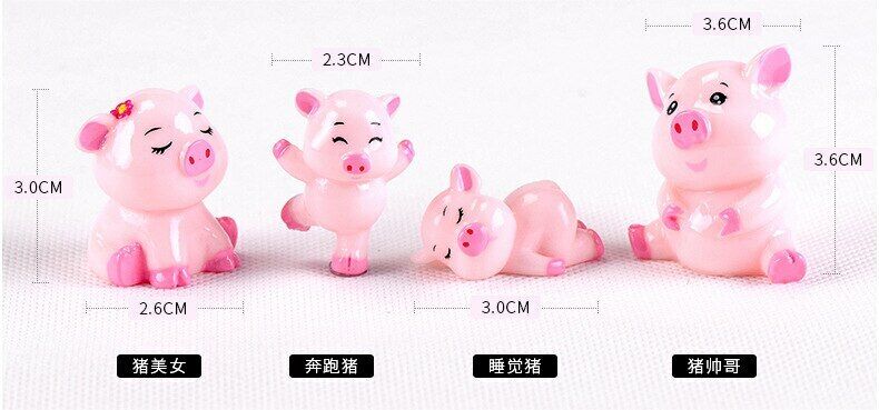 3pcs/lot Pig Family Micro Landscape PVC Crafts Home Mini Accessories Creative